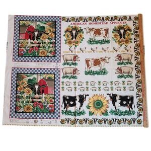 New American Homestead Applique Joan Kessler Concord Fabric Cow Farm Panel‎